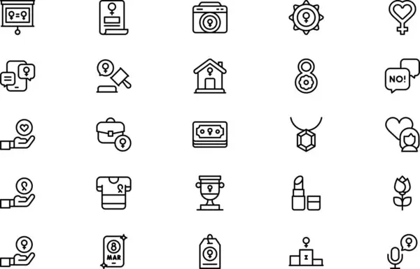 stock vector Womens day icons collection is a vector illustration with editable stroke.