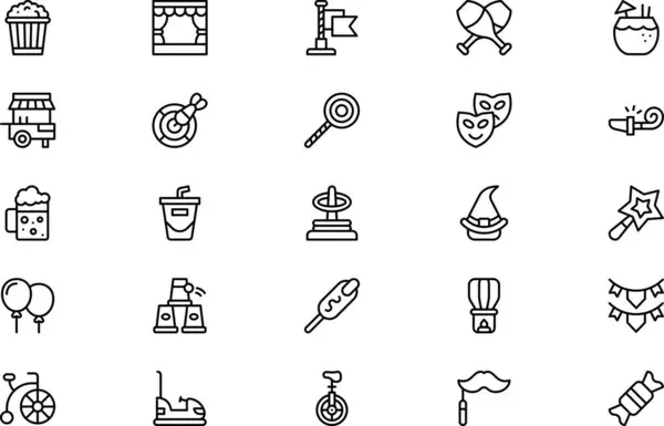 Stock vector Carnival icons collection is a vector illustration with editable stroke.