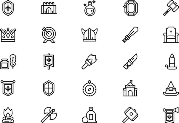 stock vector Medieval icons collection is a vector illustration with editable stroke.