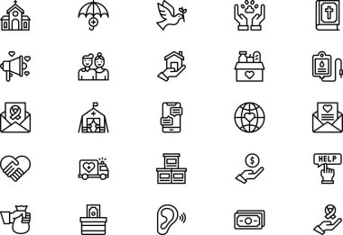 Nezaket simgeleri koleksiyonu, düzenlenebilir felçli bir vektör illüstrasyonudur.