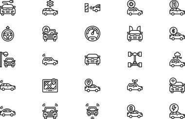 Akıllı araba simgeleri koleksiyonu düzenlenebilir felçli bir vektör illüstrasyonudur.