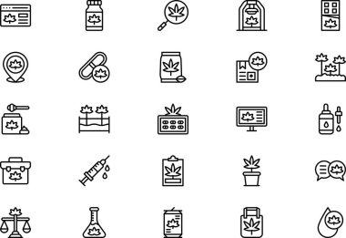 Cannabis icons collection is a vector illustration with editable stroke. clipart