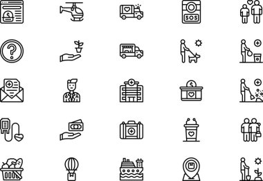 İnsani yardım simgeleri koleksiyonu düzenlenebilir felçli bir vektör illüstrasyonudur.