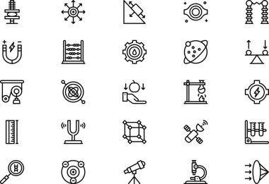 Fizik simgeleri koleksiyonu düzenlenebilir felçli bir vektör illüstrasyonudur.