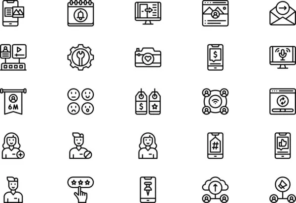 stock vector Social media icons collection is a vector illustration with editable stroke.