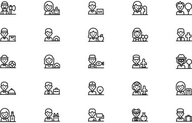 İş ve meslek simgeleri koleksiyonu düzenlenebilir felçli bir vektör illüstrasyonudur.