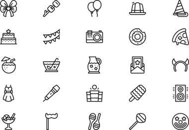 Parti ve kutlama simgeleri koleksiyonu düzenlenebilir felçli bir vektör illüstrasyonudur.