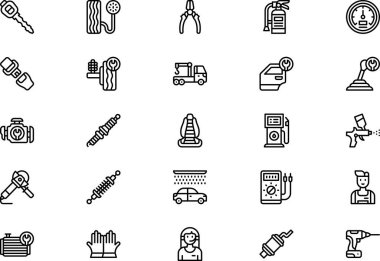 Araba servisi simgeleri koleksiyonu düzenlenebilir felçli bir vektör illüstrasyonudur.