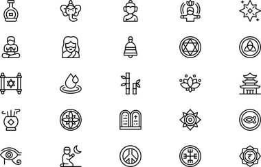 Manevi simge koleksiyonu, düzenlenebilir felçli bir vektör illüstrasyonudur.