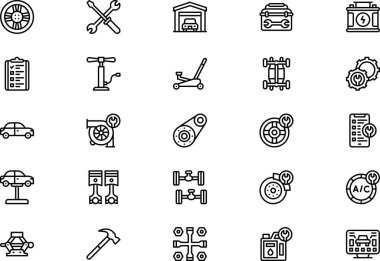 Araba servisi simgeleri koleksiyonu düzenlenebilir felçli bir vektör illüstrasyonudur.