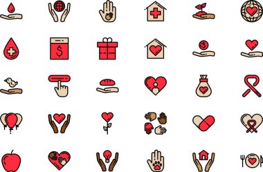 Charity set simgeleri koleksiyonu düzenlenebilir felçli bir vektör illüstrasyonudur.