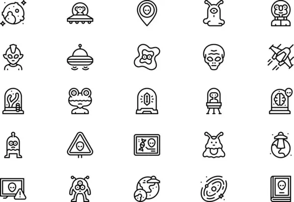 stock vector Space alien icons collection is a vector illustration with editable stroke.