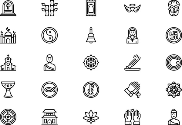 stock vector Spiritual icons collection is a vector illustration with editable stroke.