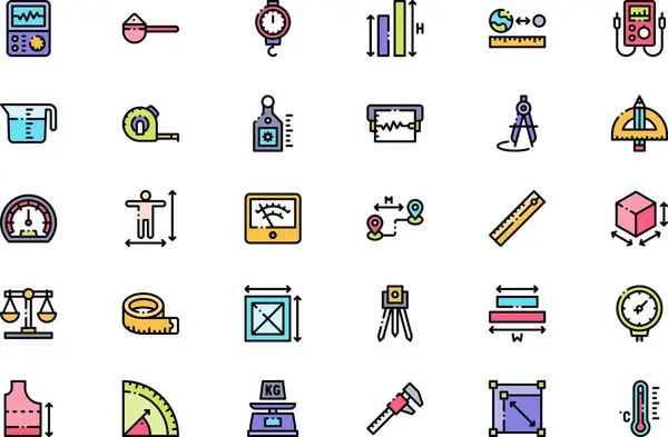 Stock vector Measures icons collection is a vector illustration with editable stroke.