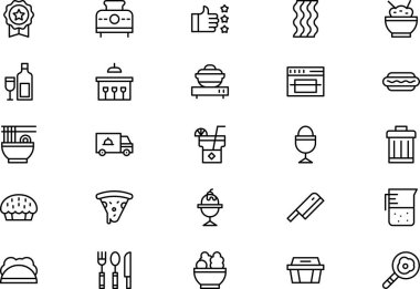 Restoran simgeleri koleksiyonu düzenlenebilir felçli bir vektör illüstrasyonudur.