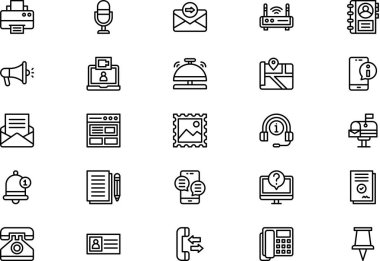 Bizimle bağlantı kurun simge koleksiyonu düzenlenebilir felçli bir vektör illüstrasyonudur.