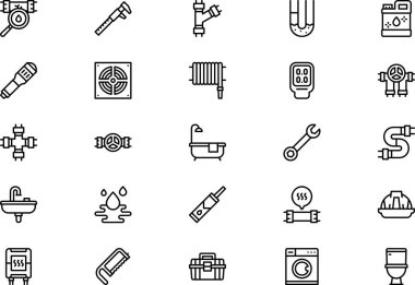 Tesisat simgeleri koleksiyonu düzenlenebilir felçli bir vektör illüstrasyonudur.