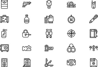 Private detective icons collection is a vector illustration with editable stroke. clipart