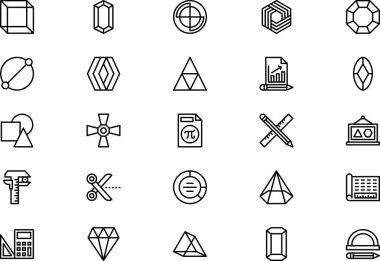 Geometry icons collection is a vector illustration with editable stroke. clipart