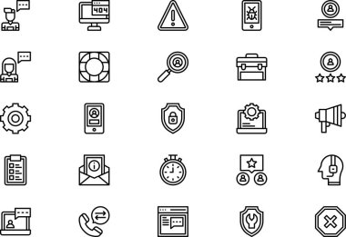 Help and support icons collection is a vector illustration with editable stroke. clipart