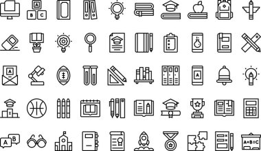 Eğitim simgeleri koleksiyonu, düzenlenebilir felçli bir vektör illüstrasyonudur.