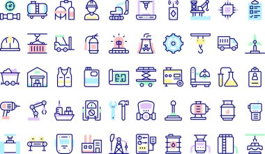 Industry icons collection is a vector illustration with editable stroke. clipart