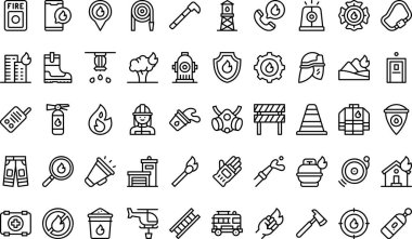 İtfaiyeci Simgeleri koleksiyonu düzenlenebilir felçli bir vektör illüstrasyonudur.