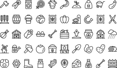 Çiftçilik simgeleri koleksiyonu düzenlenebilir felçli bir vektör illüstrasyonudur.