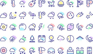 Weather icons collection is a vector illustration with editable stroke. clipart