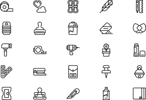 Stock vector Art and craft supplies icons collection is a vector illustration with editable stroke.