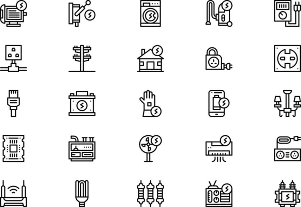 stock vector Electricity icons collection is a vector illustration with editable stroke.