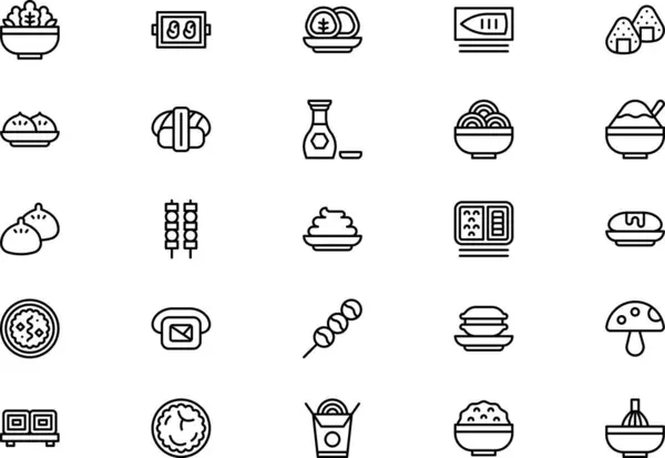 stock vector Japanese food icons collection is a vector illustration with editable stroke.