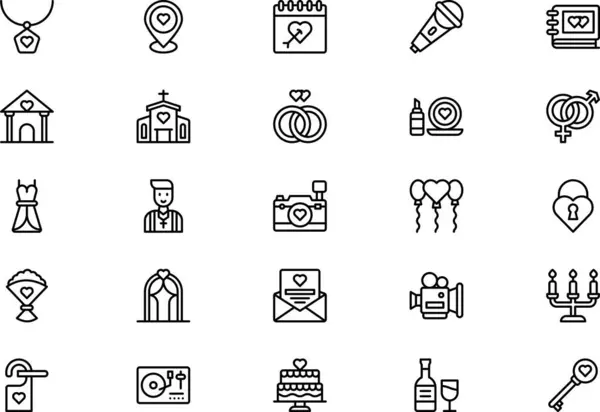 stock vector Wedding icons collection is a vector illustration with editable stroke.