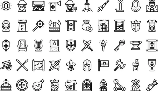 stock vector Medieval icons collection is a vector illustration with editable stroke.