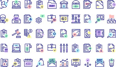 Audit icons collection is a vector illustration with editable stroke. clipart