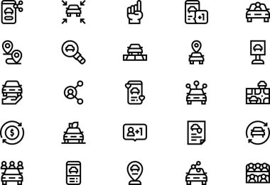 Araba paylaşım simgeleri koleksiyonu düzenlenebilir felçli bir vektör illüstrasyonudur.