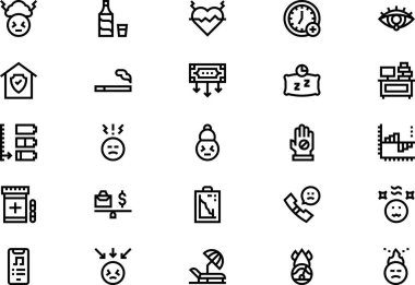 Yanık simgeleri koleksiyonu düzenlenebilir felçli bir vektör illüstrasyonudur.