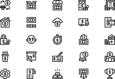 Para simgeleri koleksiyonu düzenlenebilir felçli bir vektör illüstrasyonudur.