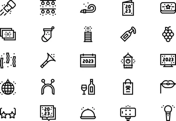 stock vector New year  icons collection is a vector illustration with editable stroke.