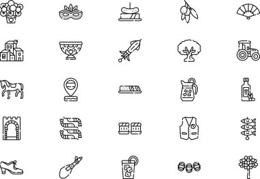 Andalucia icons collection is a vector illustration with editable stroke. clipart