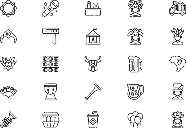 stock vector Brazilian carnival icons collection is a vector illustration with editable stroke.