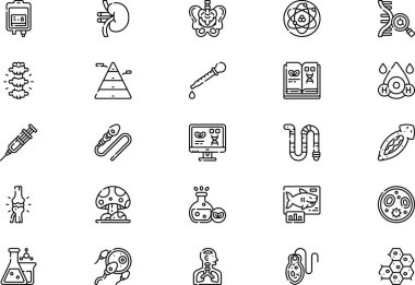 Biology icons collection is a vector illustration with editable stroke. clipart