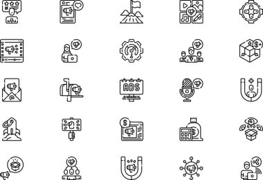 Pazarlama kampanya simgeleri koleksiyonu düzenlenebilir felçli bir vektör illüstrasyonudur.