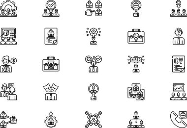 İşe alma simgeleri koleksiyonu düzenlenebilir felçli bir vektör illüstrasyonudur.