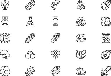 Allergen icons collection is a vector illustration with editable stroke. clipart