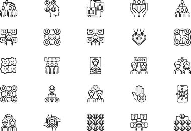 Social relationship icons collection is a vector illustration with editable stroke. clipart