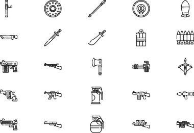 Silah simgeleri koleksiyonu düzenlenebilir felçli bir vektör illüstrasyonudur.