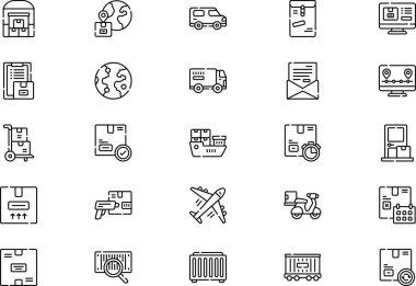Teslimat simgeleri koleksiyonu düzenlenebilir felçli bir vektör illüstrasyonudur.
