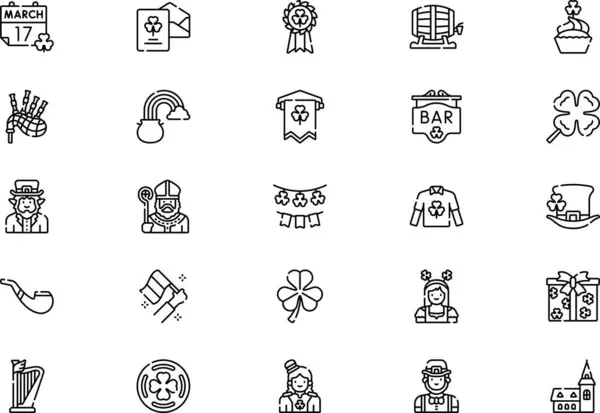 Aziz Patrick Günü simgeleri koleksiyonu düzenlenebilir felçli bir vektör illüstrasyonudur.