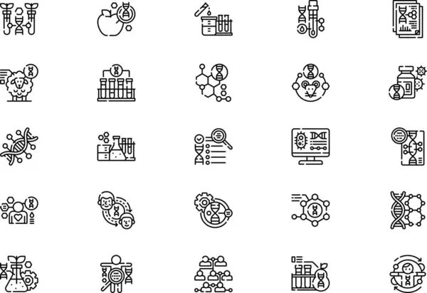 stock vector Genetic icons collection is a vector illustration with editable stroke.